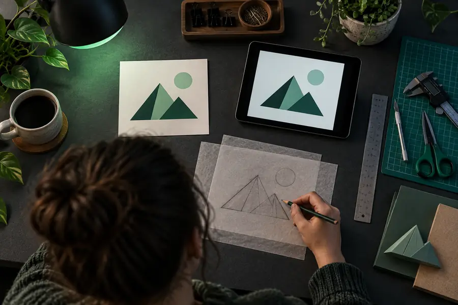 Flat image conversion workspace before creating an STL